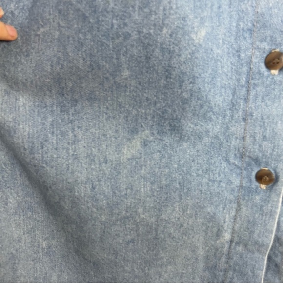 Vintage Denim Skirt Women Plus Size Elastic Waistband FLAWS Faded Blue Midi Jean - Picture 15 of 16